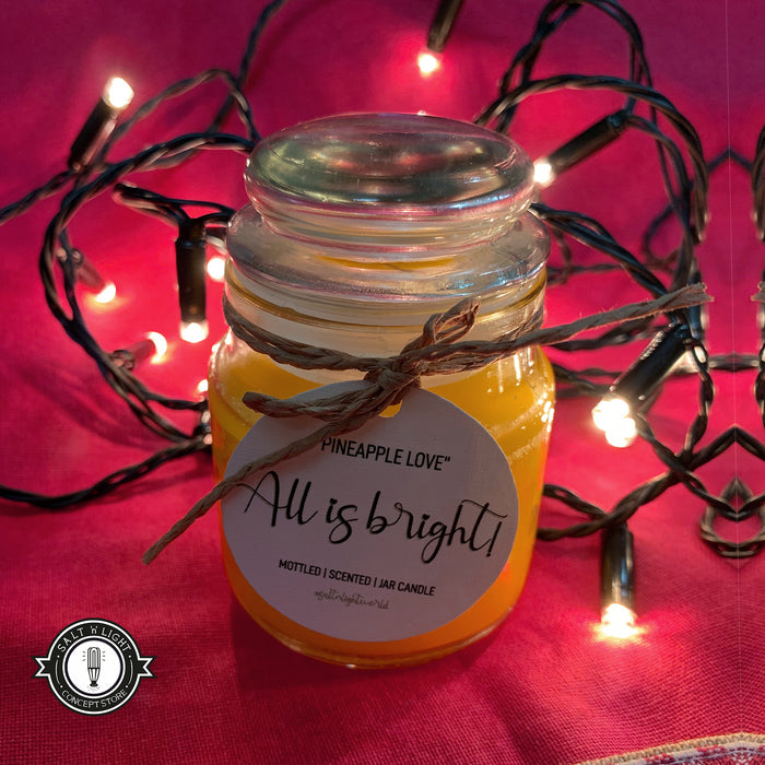 "All is bright" Pineapple- Mottled Jar Candle
