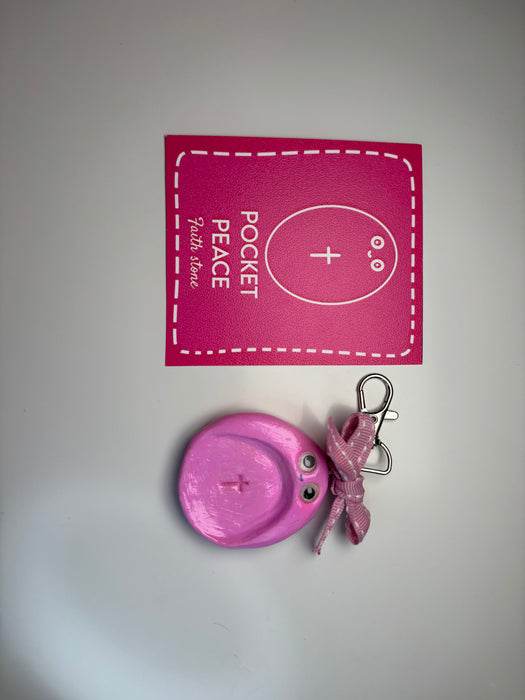 Carved on His palm Pink Faith Stone + Bag Charm