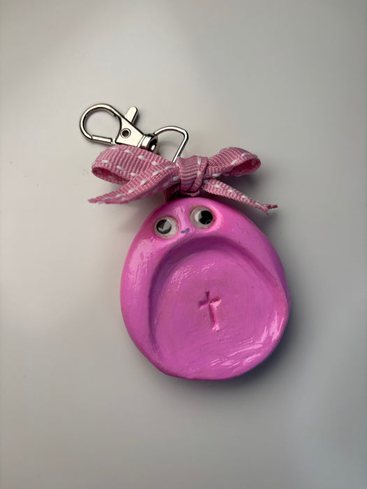 Carved on His palm Pink Faith Stone + Bag Charm