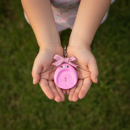 Carved on His palm Pink Faith Stone + Bag Charm