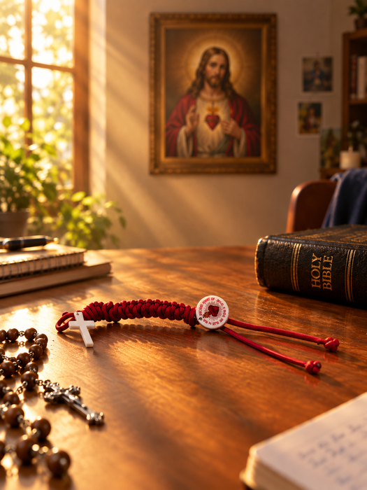 Sacred Heart Paracord Bracelet + Bag Charm