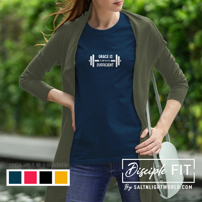 Grace is sufficient round neck t-shirt