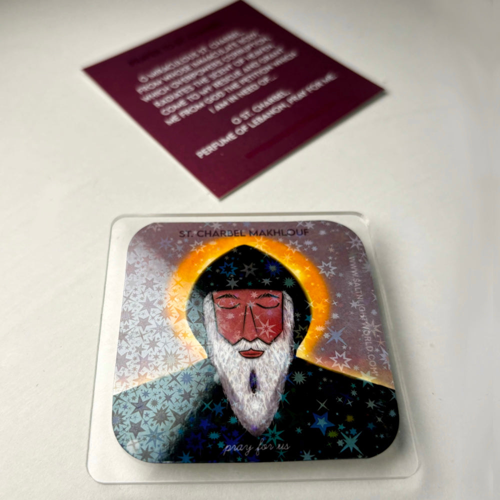 St. Charbel | holographic acrylic fridge magnet