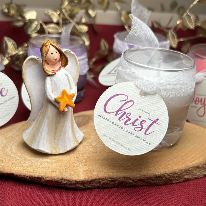 Mini Advent Candles with angel and wooden stand