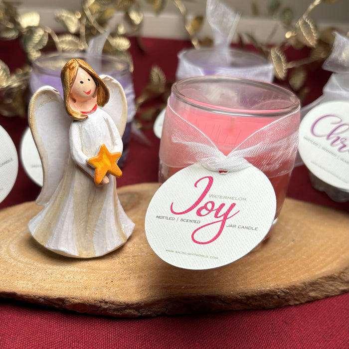 Mini Advent Candles with angel and wooden stand