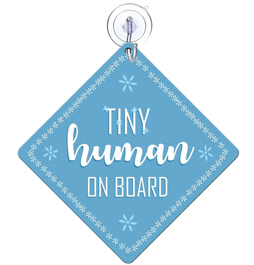 Tiny human on board (blue) Car Sign