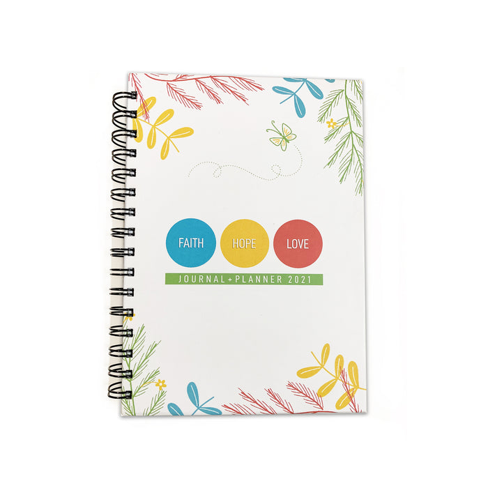 Faith Hope Love Journal + Planner 2021 | Hardcover | White