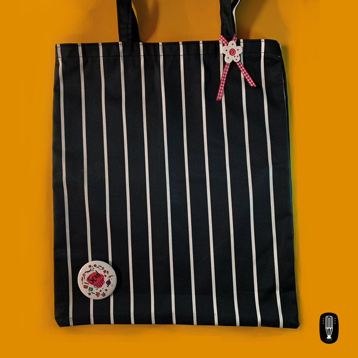 Blue with white stripes | Canvas tote bag + Soul Sister 1 Badge combo | Limited edition