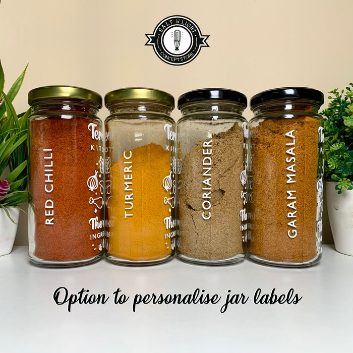 Personalised Spice Jars (set of 4) + Personalised Card