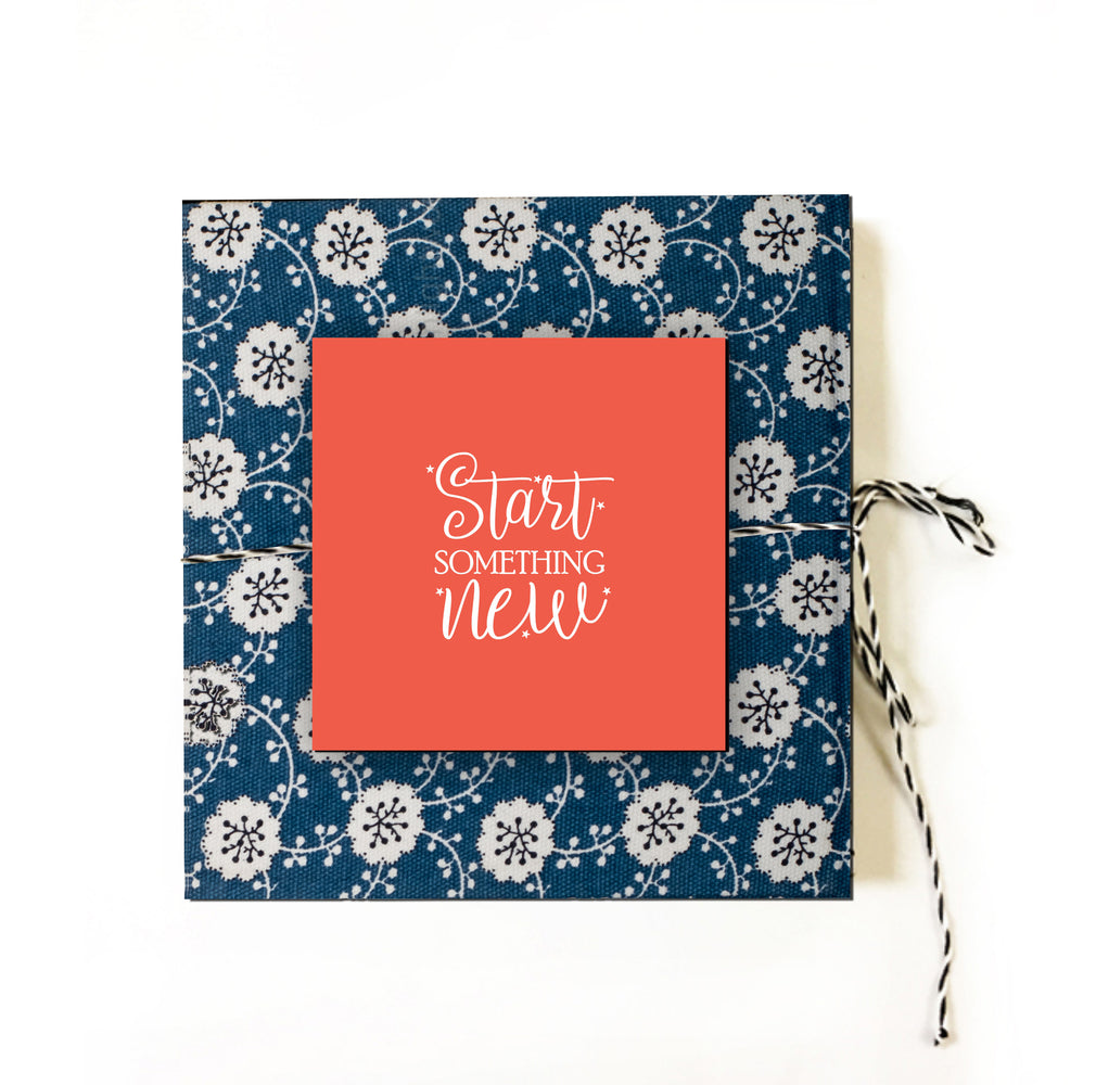Start Something New (Pink and Blue) | Cloth-bound Journal | Square notebook | Sketchbook